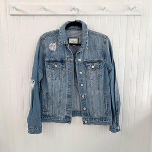 Forever 21 Distressed Denim Jean Jacket